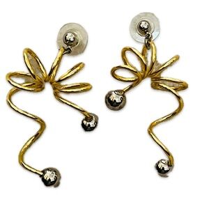 Festive Swirl Gold and Silver Post Earrings